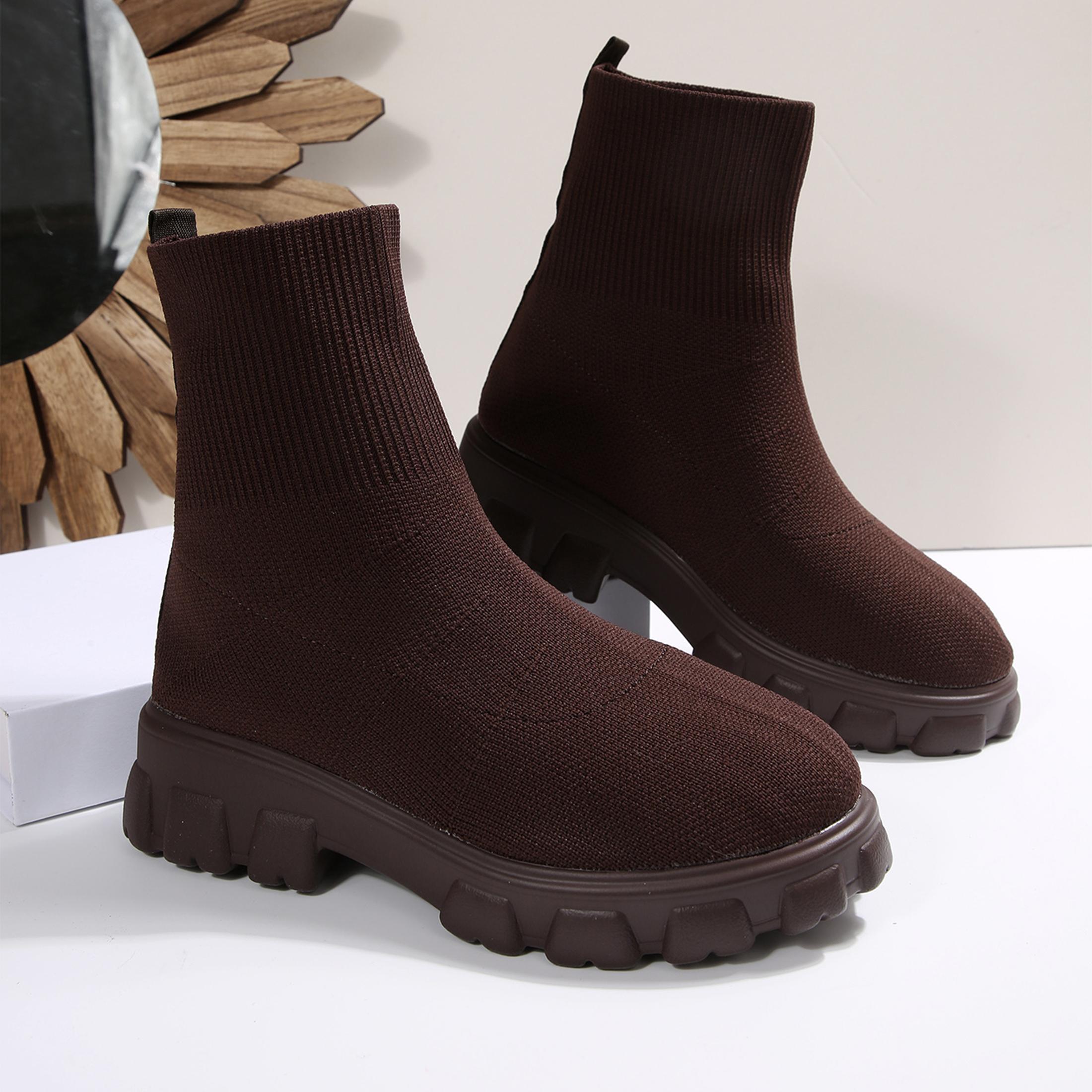 Embellish Knit - Botas de tornozelo femininas confortáveis com
