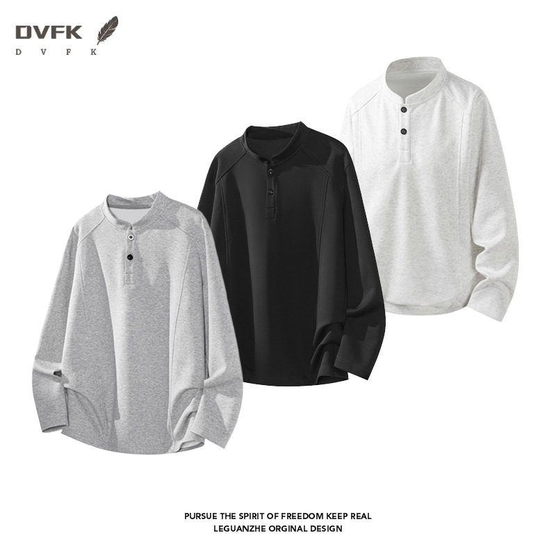 Embellish Knit - Camisa Masculina de Manga Raglan Henley