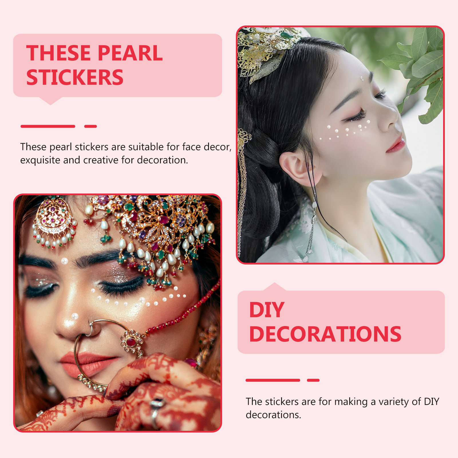 Craft Embellishments - 5 unidades de adesivos de pérolas