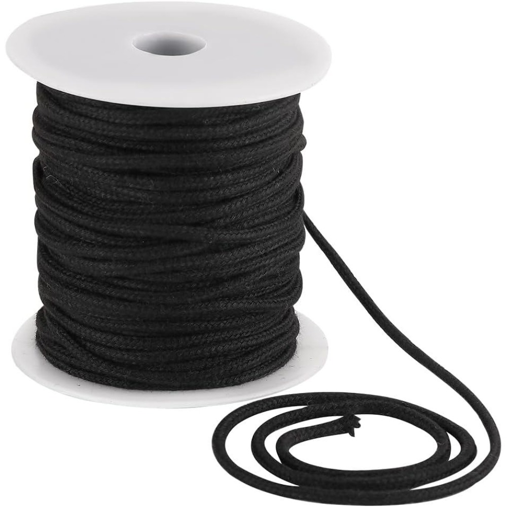 Cord Trim Twisted - Corda de Algodão Preta de 4mm