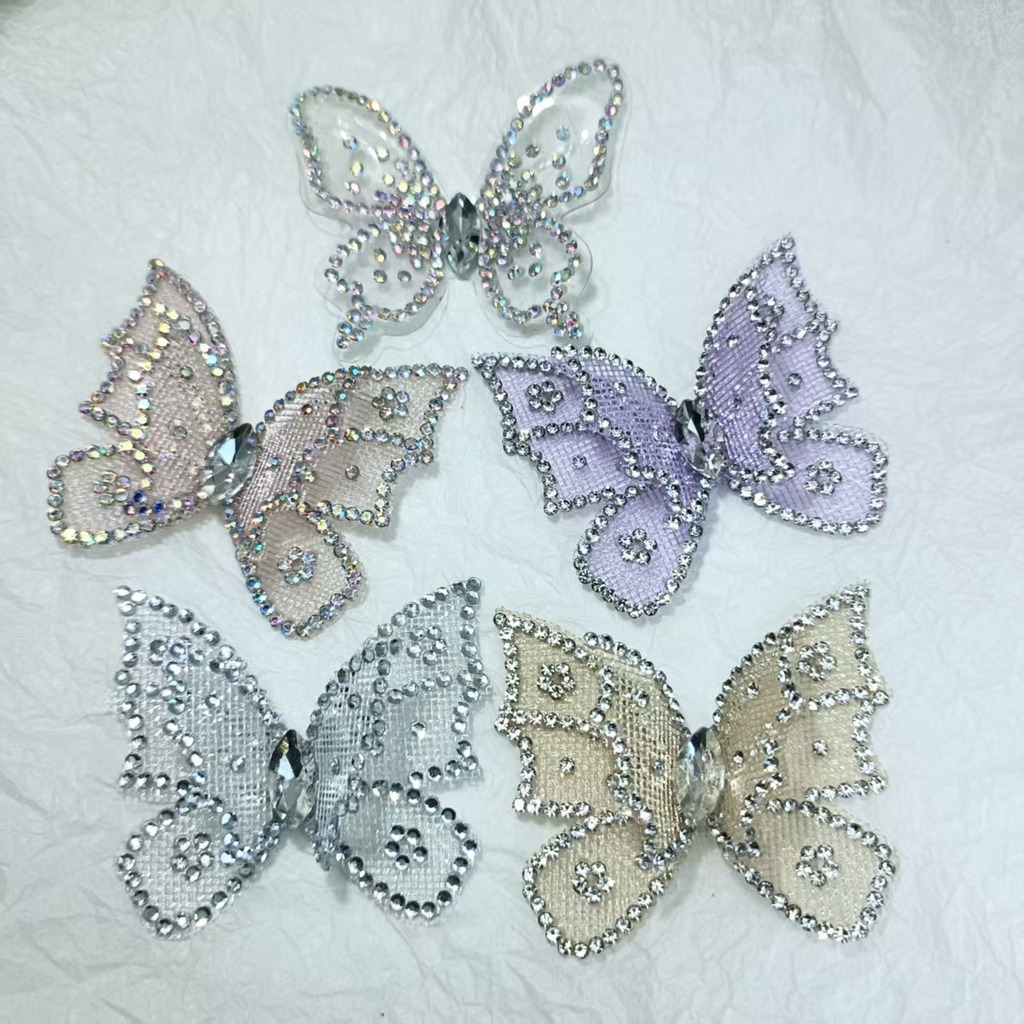 Sew On Rhinestone - Aplique de Renda Borboleta com Strass,
