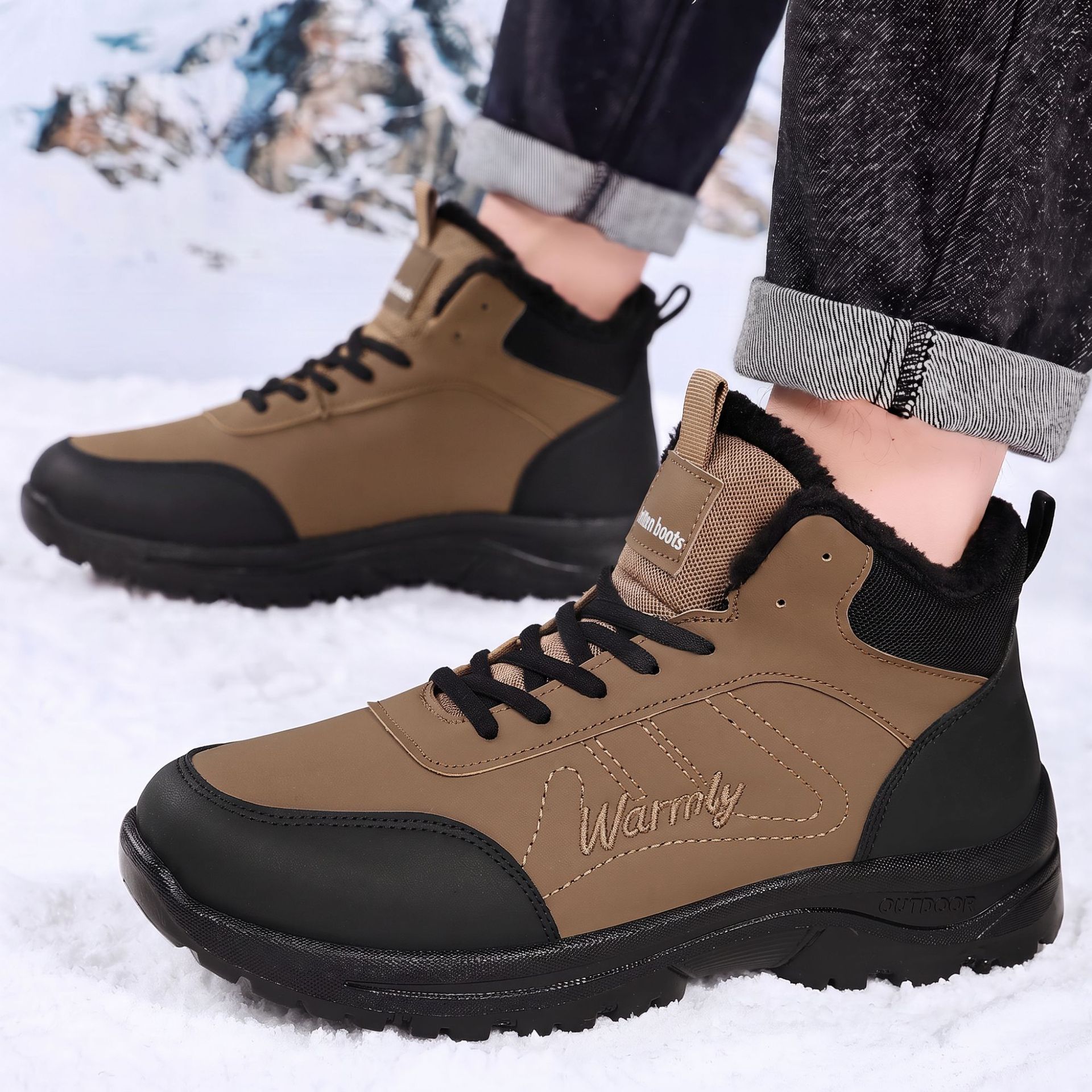 Guipure Lace Panel - Sapatos masculinos de algodão com veludo
